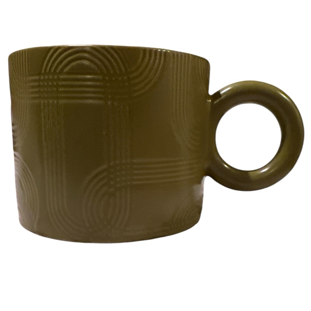 THRESHOLD Olive Green Round Handle Stoneware Coffee/Soup Mug Set of Two - NWT - Picture 3 of 5